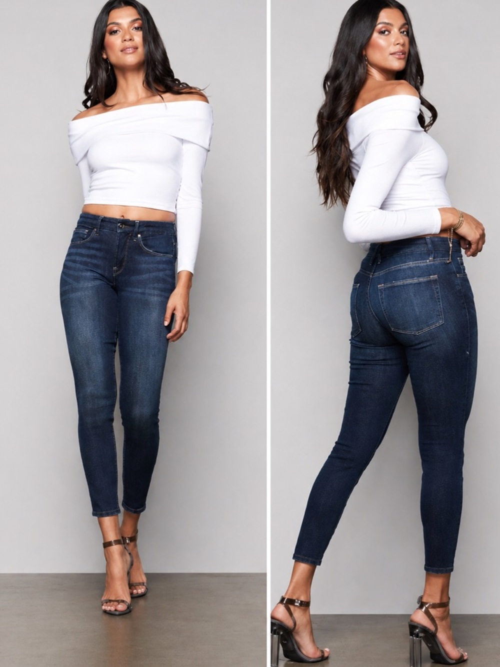 Good American Good Legs Crop Jeans Size 6 Dark Wash Mid-Rise Skinny Crop Shaping